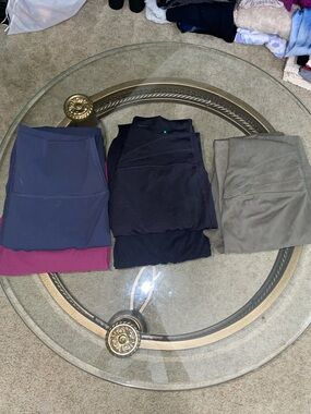 5 Pack High-Waist Leggings Bundle in Navy, Black, Olive camo, burgundy